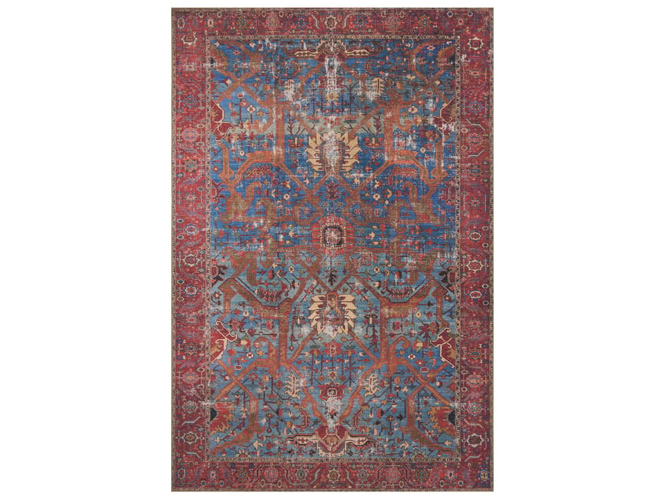 Loren LQ-10 Blue Red Printed Area Rug