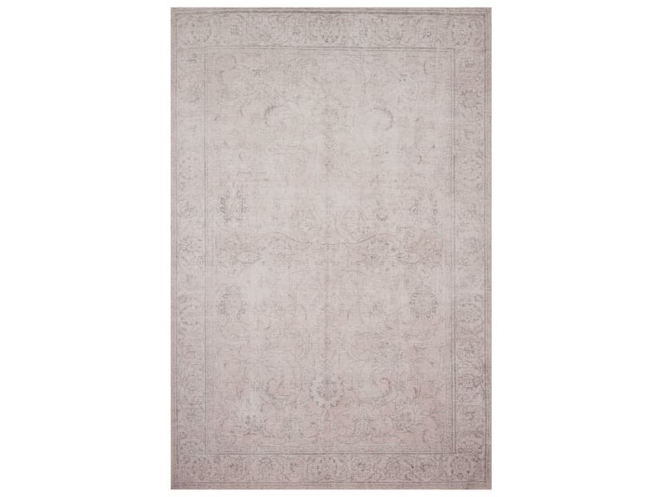 Loren Collection Printed Floral Area Rug in Sand