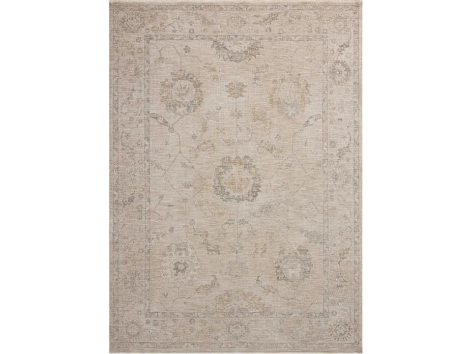 Chris Loves Julia Louisa Bordered Runner Area Rug in Oatmeal Slate