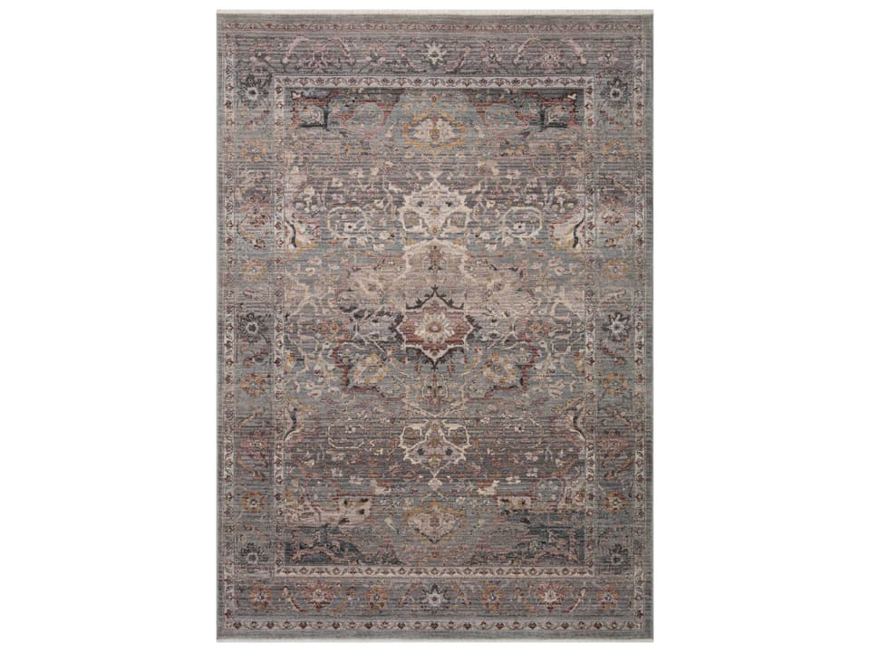 Lyra Power Loomed Bordered Area Rug with Modern Watercolor Design
