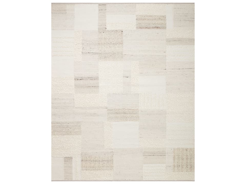 Manfred Hand-Knotted Wool Area Rug Ivory Pebble High-Low Texture