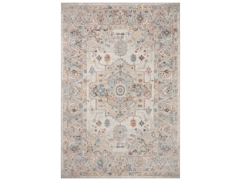 Odette Bordered Power-Loomed Area Rug in Polyester Pile