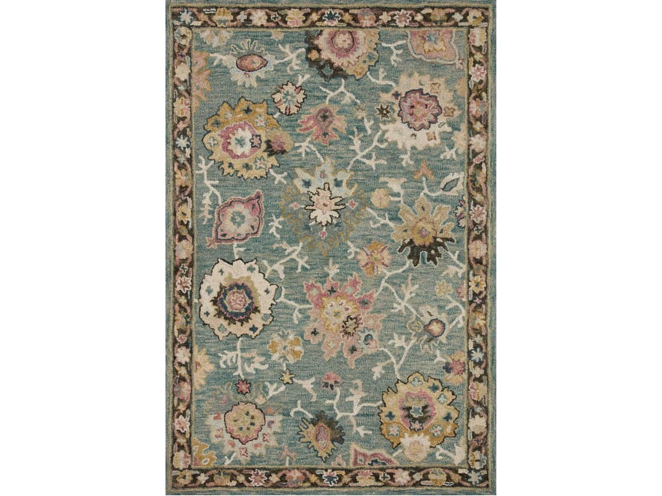 Padma Floral Runner Area Rug Teal Multi