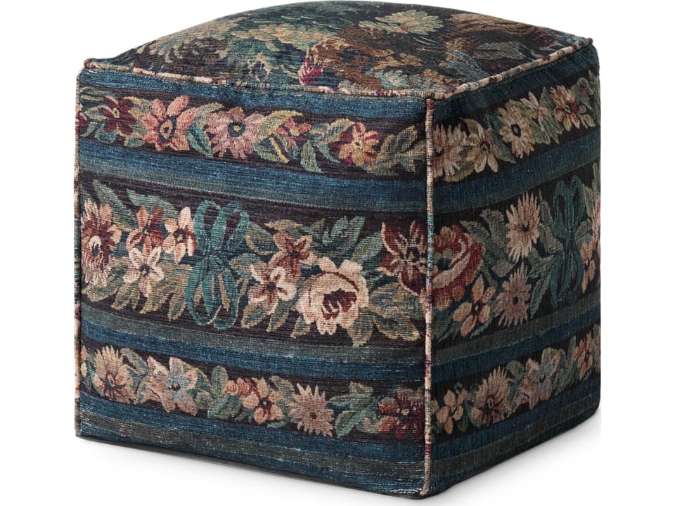 Blue Multi Upholstered Ottoman