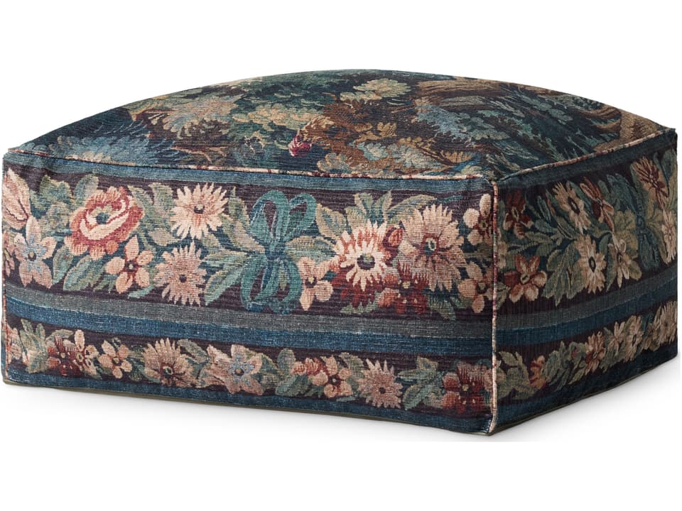 Blue Multi Upholstered Pouf