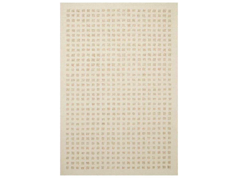 Polly Hand-Tufted Gridded Area Rug Ivory Natural