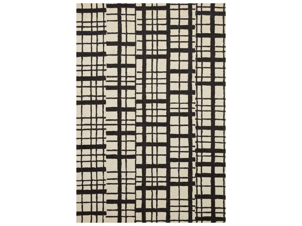 Polly Geometric Hand-Tufted Area Rug in Black and Ivory