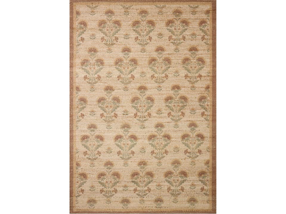 Chris Loves Julia Rue Handwoven Area Rug in Wheat Sage with Floral Design