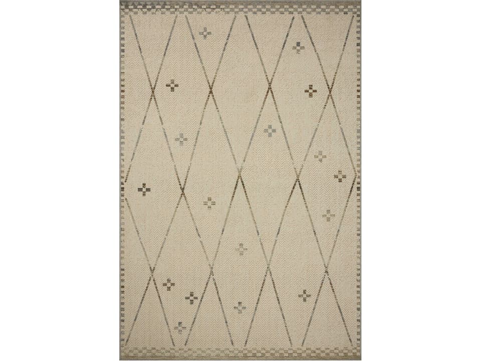 Saylor Geometric Indoor Outdoor Area Rug in Ivory Pebble