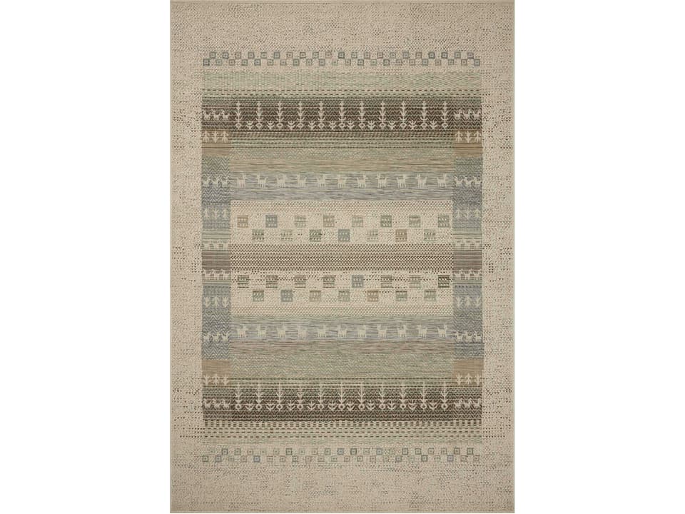 Saylor Geometric Indoor Outdoor Runner Area Rug in Ivory Earth