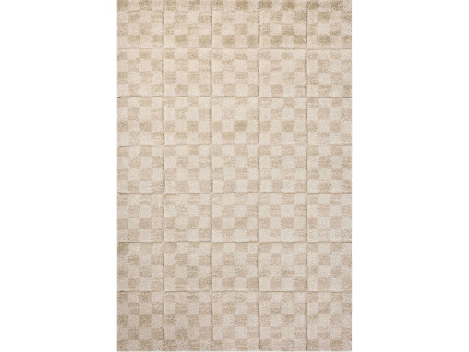 Silas Geometric Power-Loomed Runner Area Rug in Oatmeal Sand