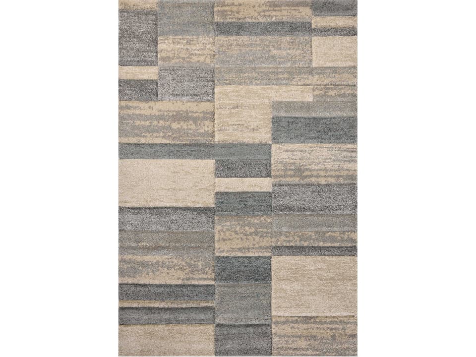 Silas Geometric Power-Loomed Runner Rug in Slate Sand