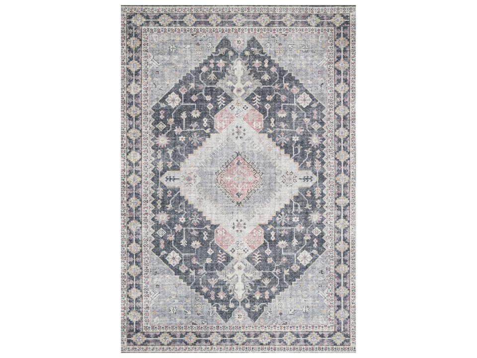 Skye Bordered Runner Area Rug with Vintage Style