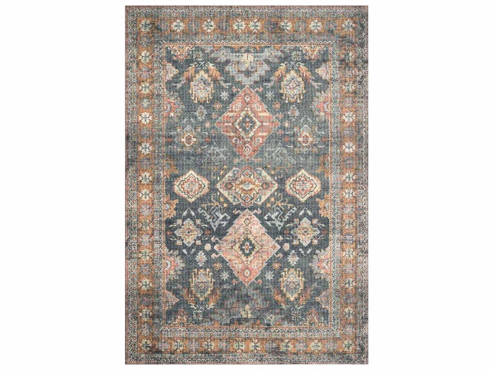 Skye Bordered Runner Area Rug Power-Loomed Polyester with High-Low Pile