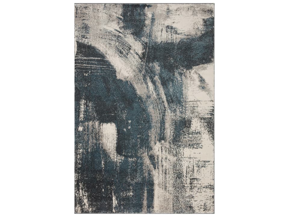 Spirit Abstract Runner Area Rug Indigo Ivory