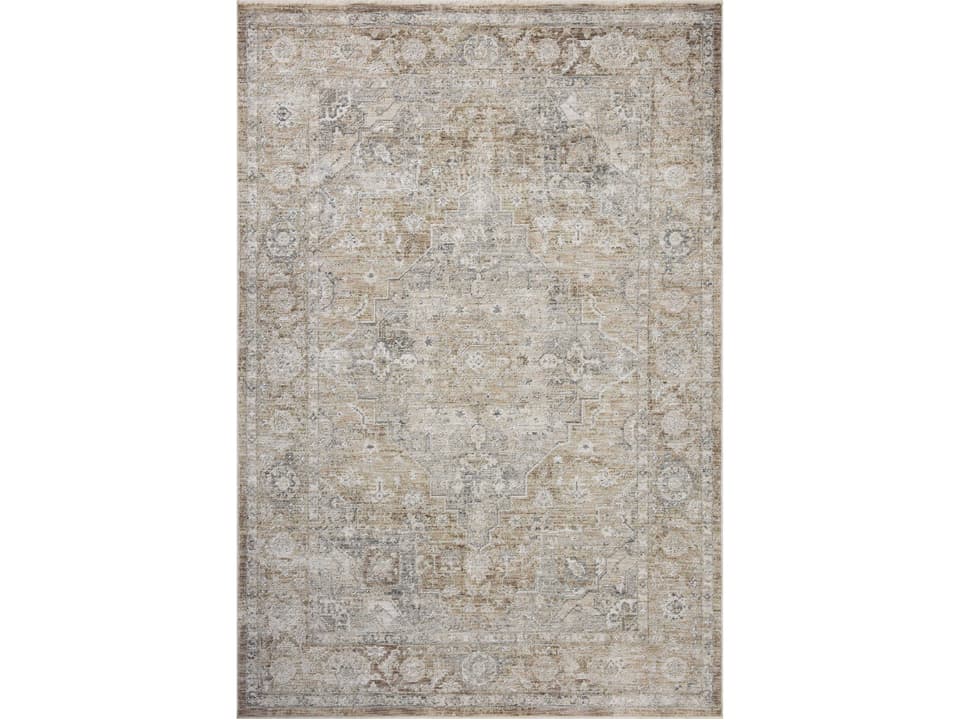 Tabitha Bordered Runner Area Rug in Khaki Slate