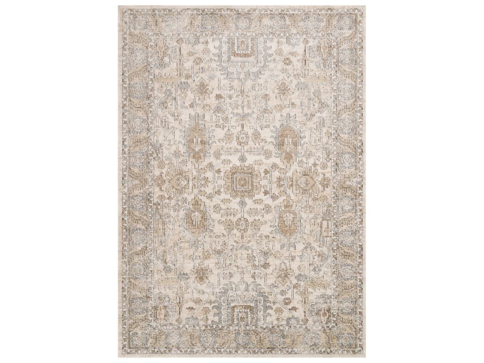 Teagan Bordered Area Rug in Ivory and Sand