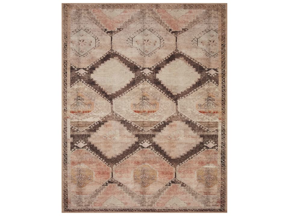 Wynter Bordered Area Rug in Graphite Blush
