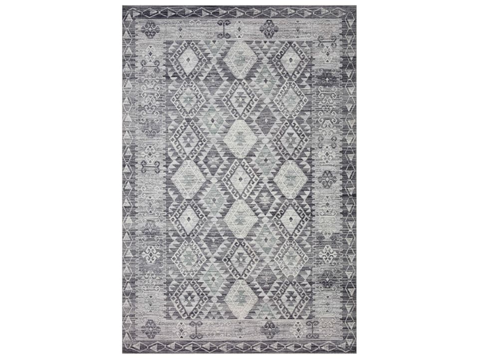 Zion Bordered Runner Area Rug Charcoal Slate