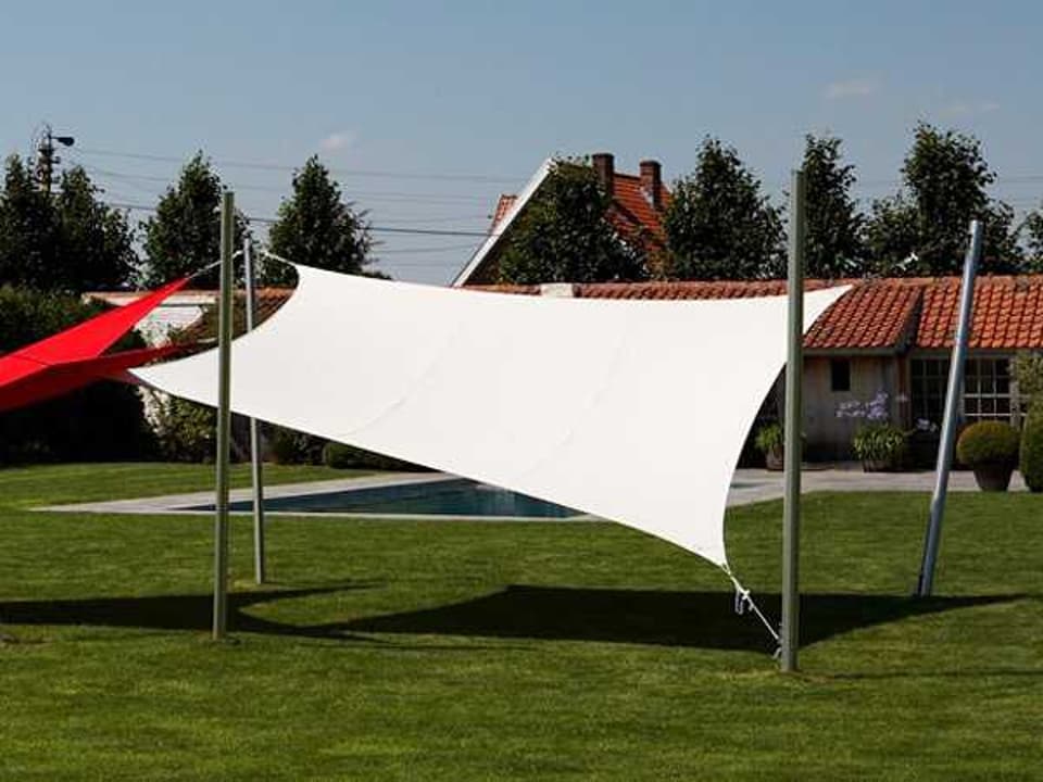 Ingenua 13 Foot Square Anodized Aluminum Shade Sail Patio Umbrella