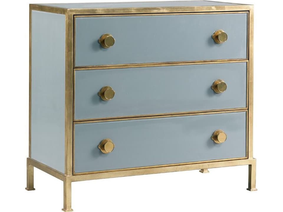 Classics 3-Drawer Acacia Wood Dresser with Reverse Painted Glass