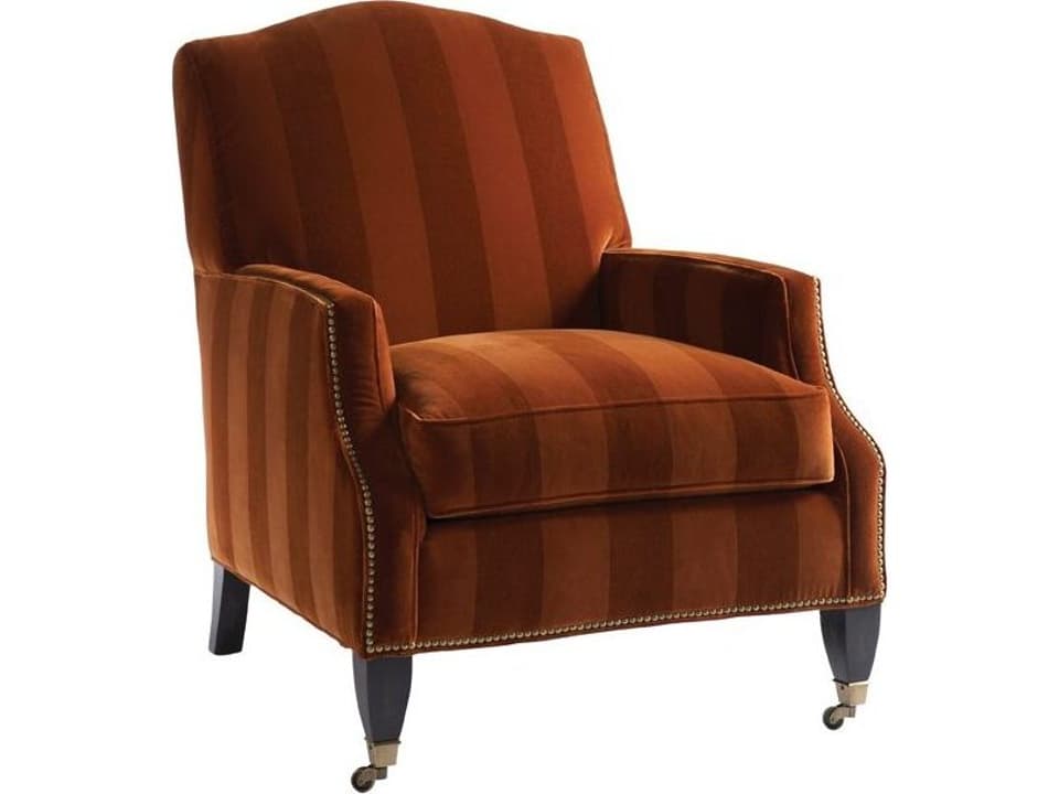Christie Upholstered Accent Armchair with Casters in Antique Walnut