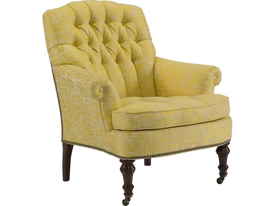 Aubrey Tufted Rolling Fabric Accent Chair