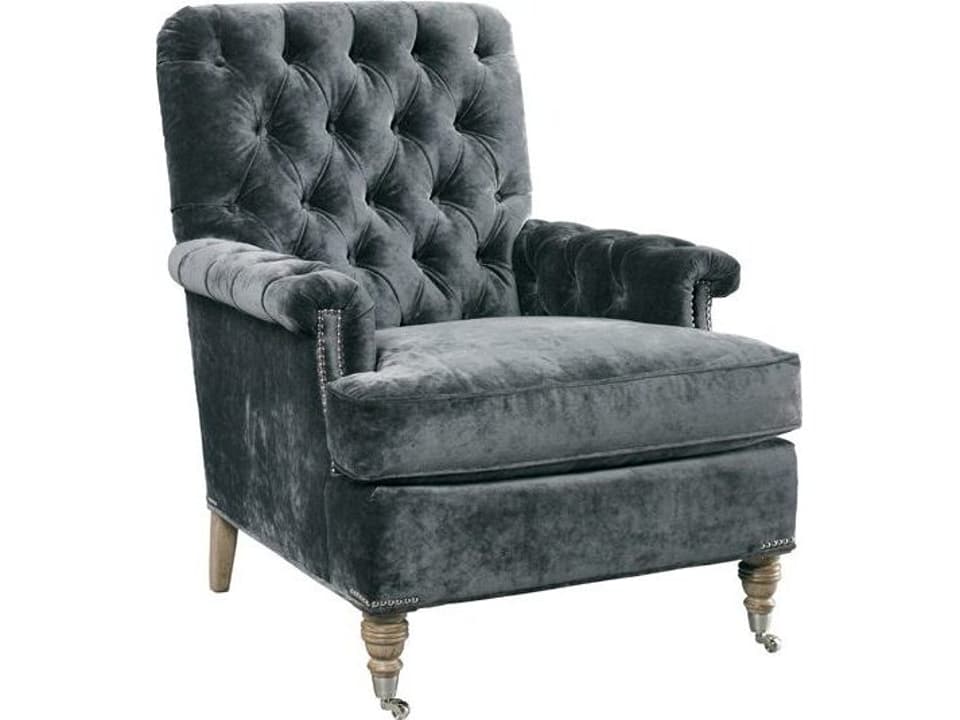 Blazer Fabric Tufted Accent Chair with Casters