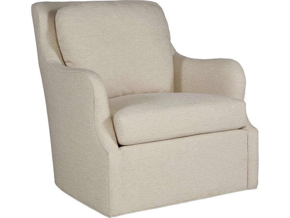 Chaney Swivel Accent Chair in Antique Walnut with Fabric Upholstery