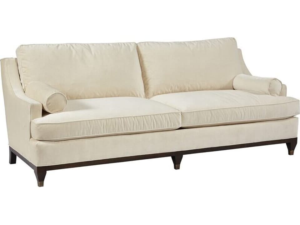 Drake 2-Seat Fabric Sofa in Martin Natural with Antique Walnut Finish