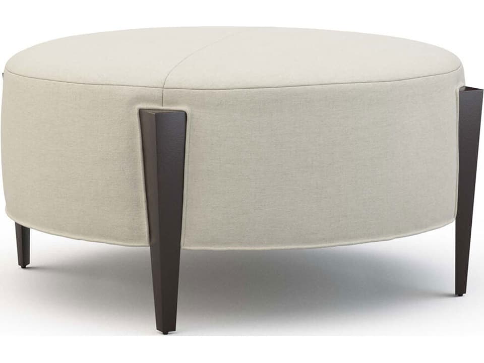 Empire Ottoman in Custom Fabric and Walnut Finish
