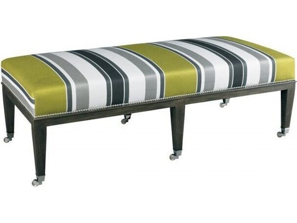 Vincent Solene Gray Upholstered Accent Bench with Nailhead Trim and Casters