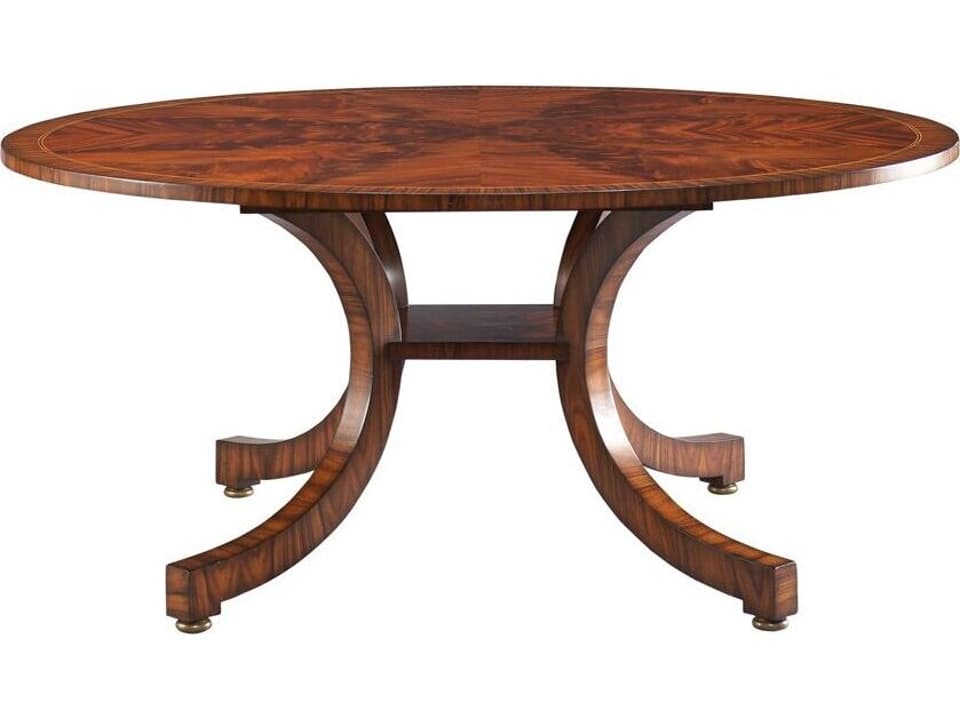 Portman Bow Leg Round Dining Table in Rosewood and Brass
