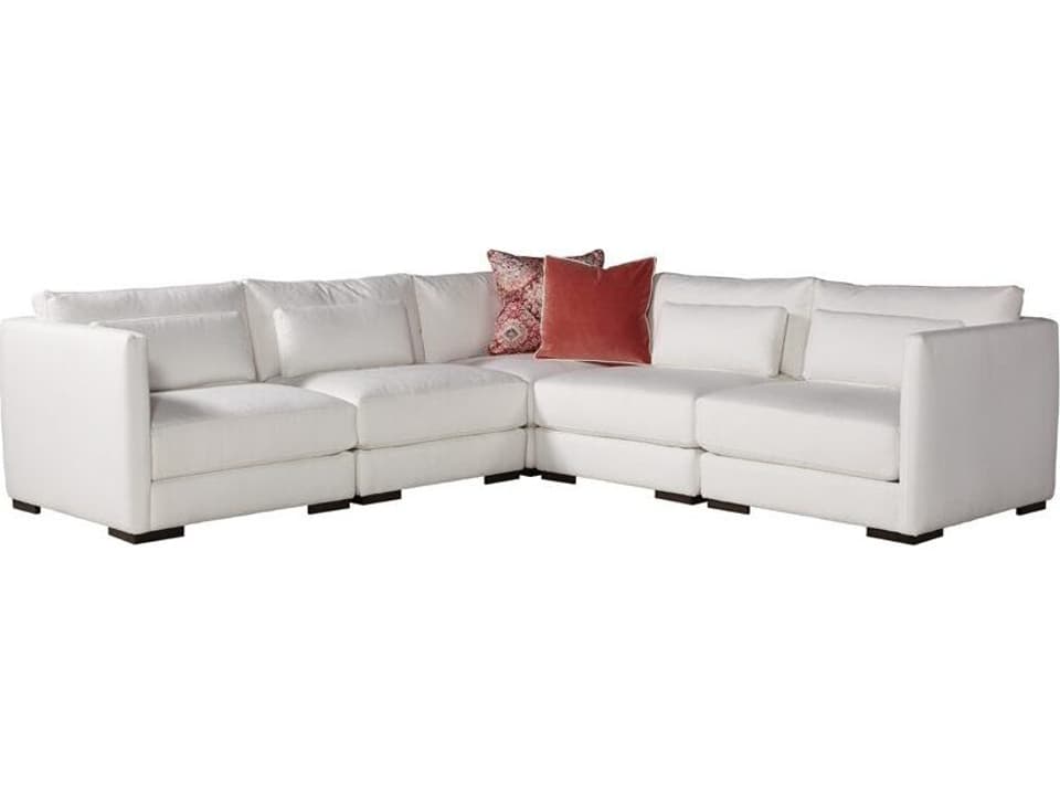Botero Left Arm Sectional Chair in Heather White Fabric