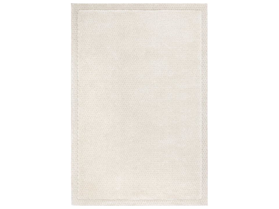 Cloud Bordered Area Rug with Wool Blend and Sheared Edge