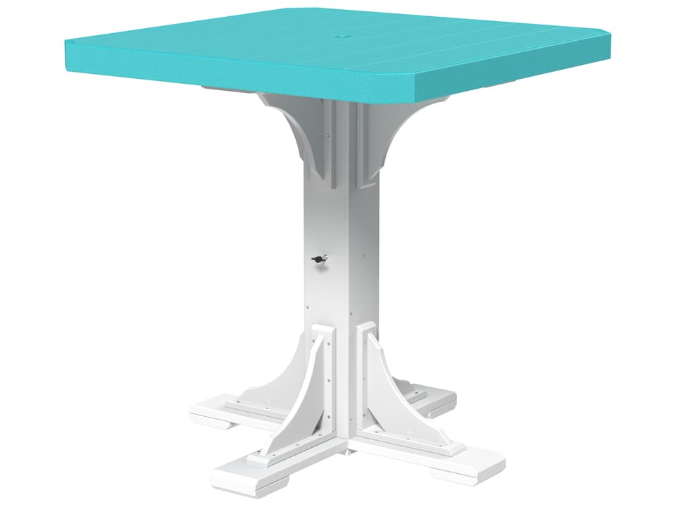 Recycled Plastic Square Outdoor Bar Height Table with Umbrella Hole