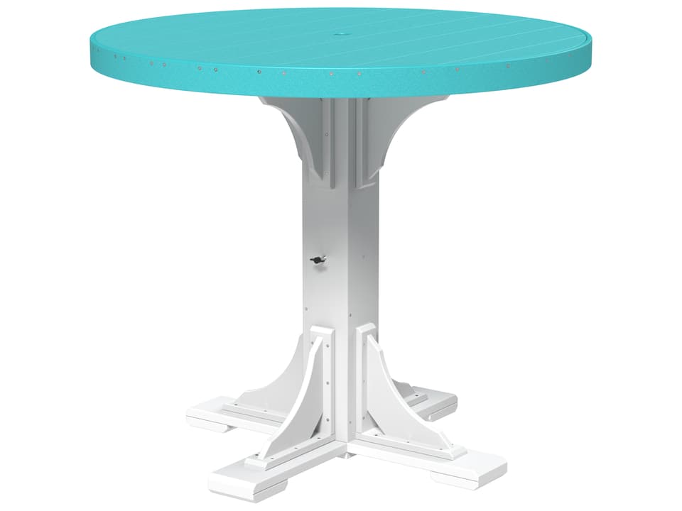 Round Recycled Plastic Bar Height Table with Umbrella Hole