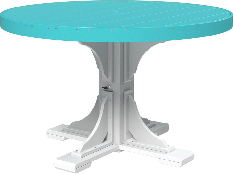48-Inch Round Recycled Plastic Dining Table with Umbrella Hole