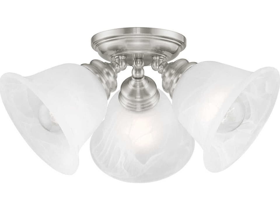 Essex 3-Light Brushed Nickel Glass Bell Semi Flush Mount