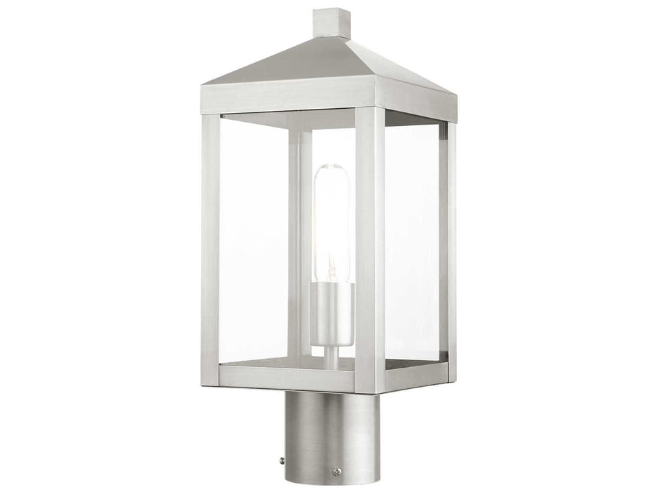 Nyack 1-Light Outdoor Post Top Lantern in Brushed Nickel
