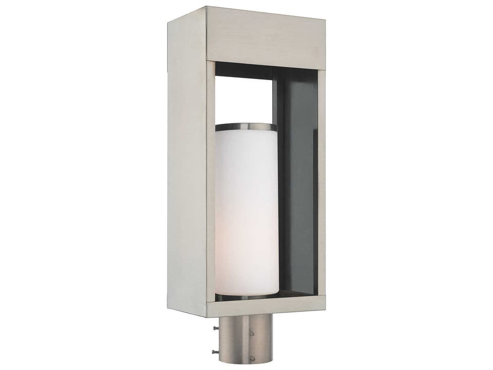 Bleecker 1-Light Outdoor Post Top Lantern in Brushed Nickel