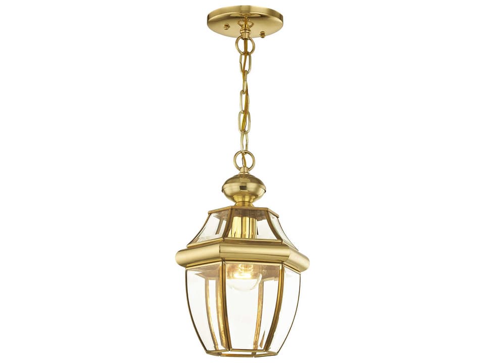 Monterey 1-Light Outdoor Pendant Lantern in Polished Brass