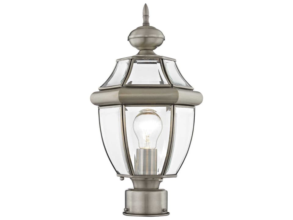 Monterey 1-Light Outdoor Post Top Lantern in Brushed Nickel