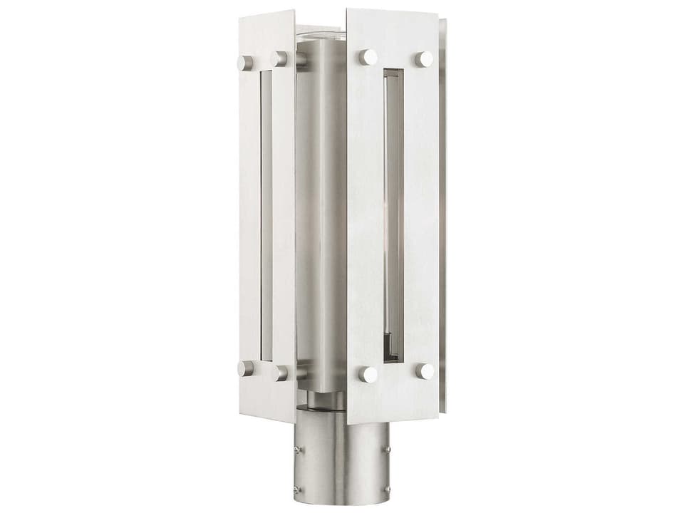 Utrecht 1-Light Outdoor Post Light in Brushed Nickel Accents