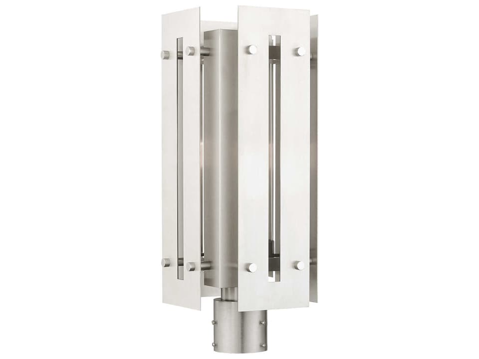 Utrecht 1-Light Outdoor Post Top Lantern in Brushed Nickel Accents