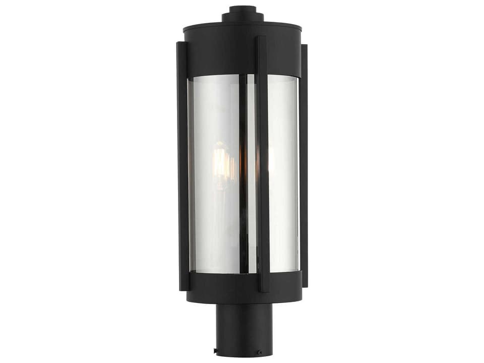 Sheridan 2-Light Outdoor Post Light in Black with Brushed Nickel Candles