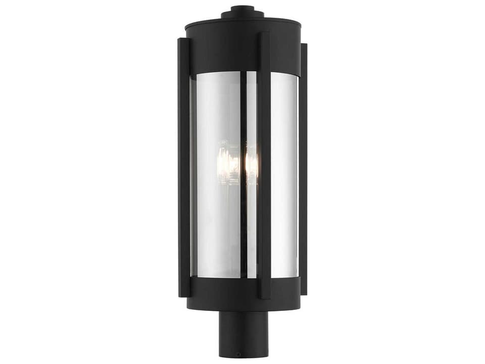 Sheridan 3-Light Outdoor Post Light in Black with Brushed Nickel Candles