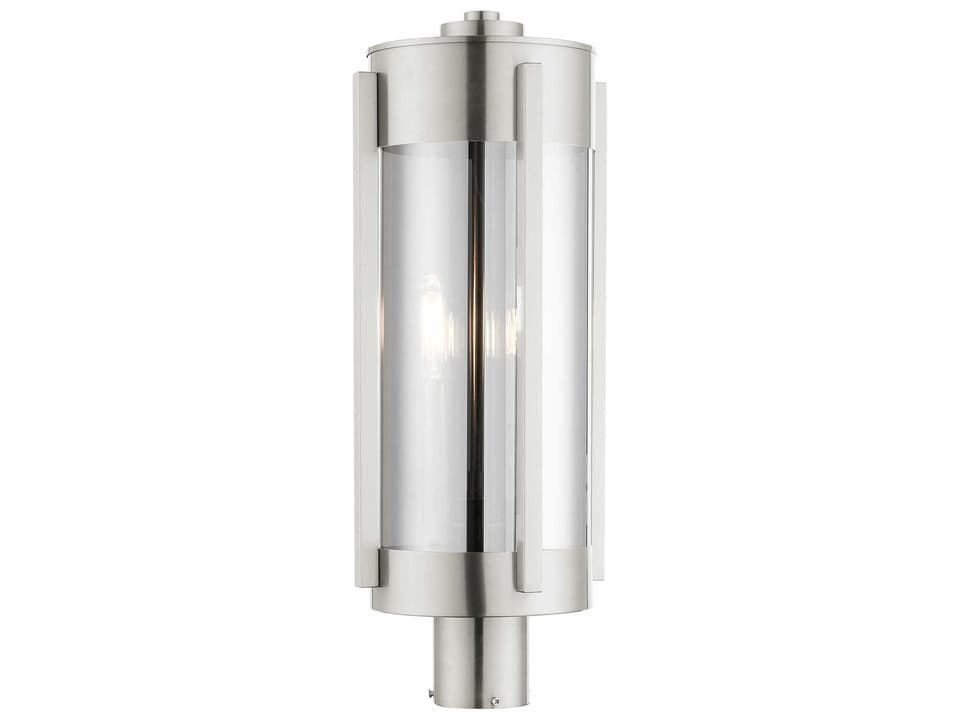 Sheridan 3-Light Outdoor Post Top Lantern in Brushed Nickel