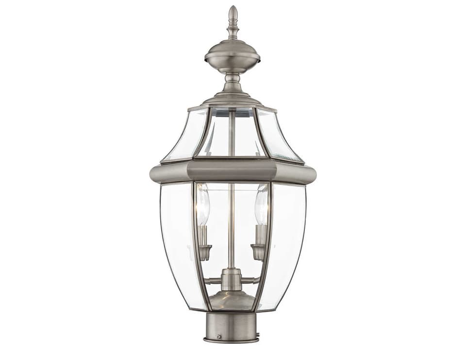 Monterey 2-Light Outdoor Post Top Lantern in Brushed Nickel