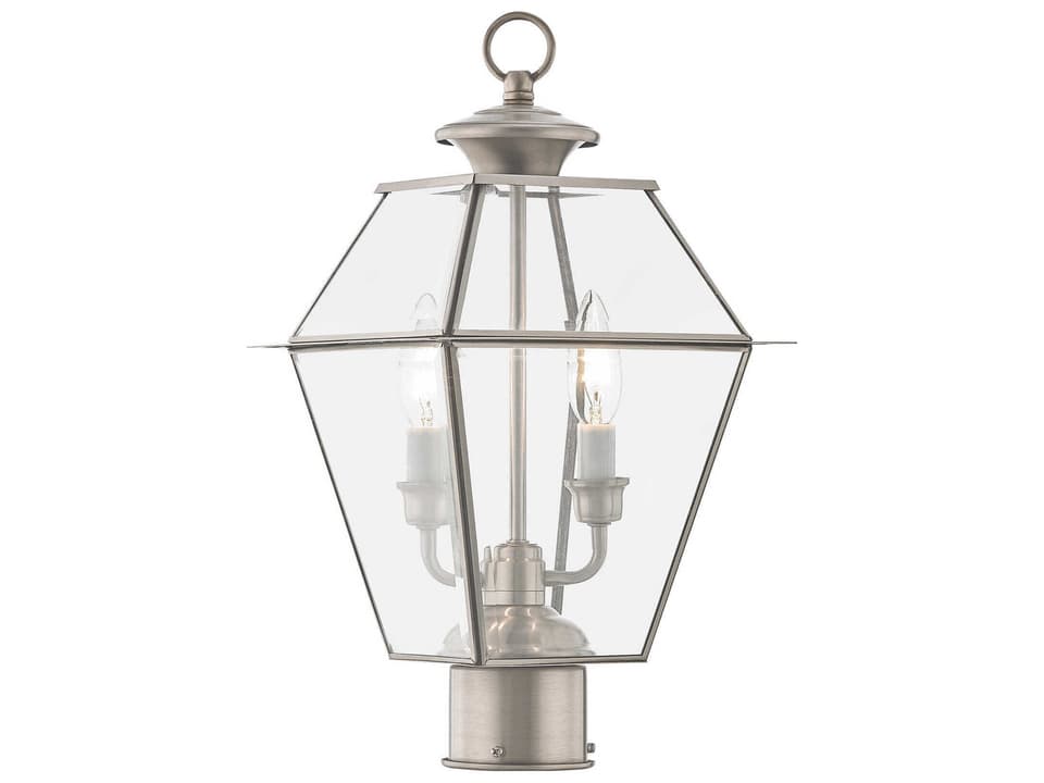 Westover 2-Light Outdoor Post Light in Brushed Nickel